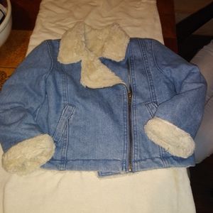Fuzzy jean jacket